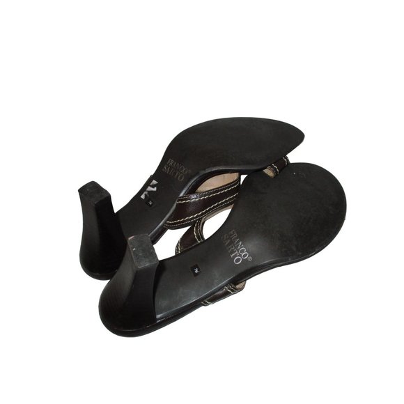 Franco Sarto Brown Mules Accent Stitching Open Toe Slides - Picture 5 of 5